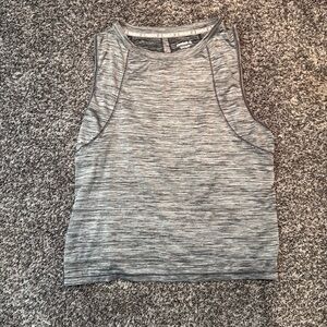 Reebok Gray Tank Running Open Back Slit Workout Top - Small